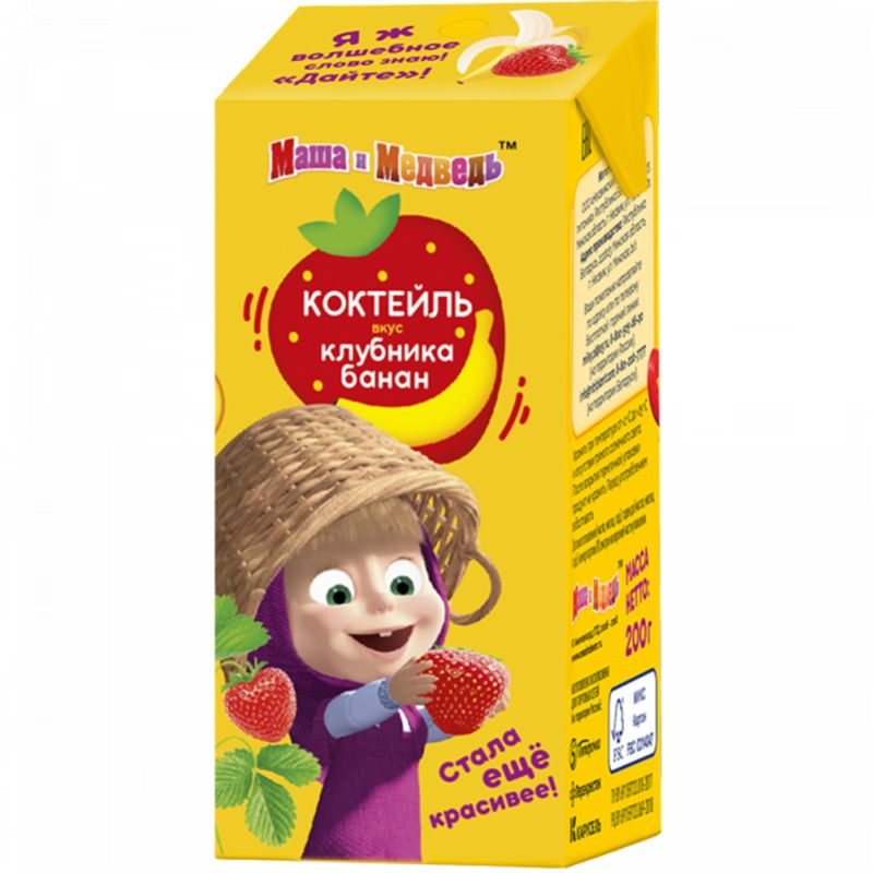 

Коктейль Маша и Медведь клубника-банан 2.3%, 200 г