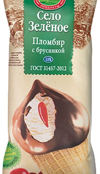 Мороженое Село Зелёное Пломбир с брусникой (Милком)