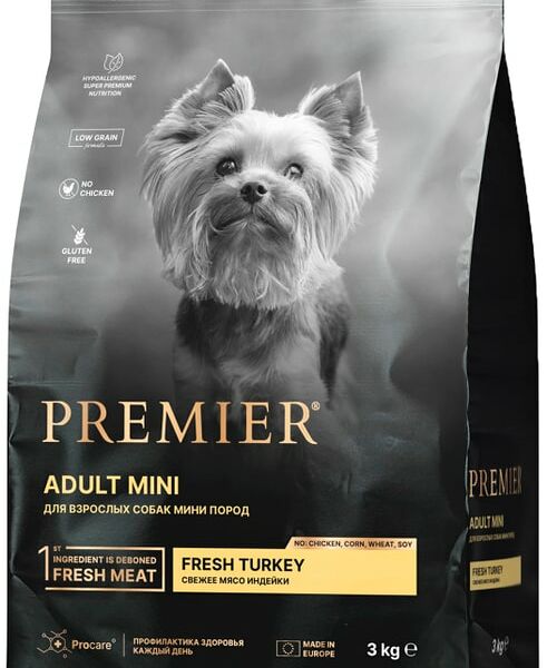 Сухой корм для собак Premier Dog Turkey Adult Mini Свежее мясо индейки 3кг