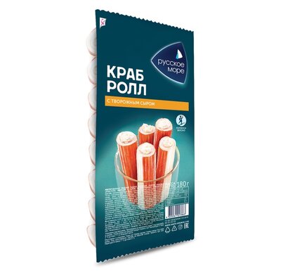 Крабовые палочки Русское море Краб-ролл с творожным сыром 180 г