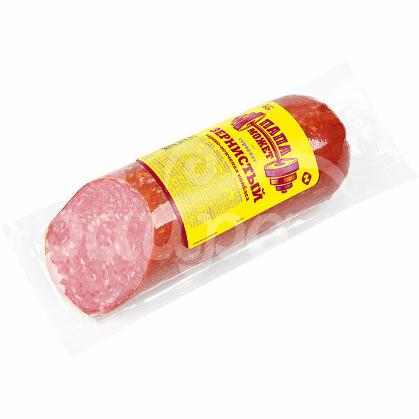 Колбаса Папа Может 350гр Сервелат зернистый в/к срез в/у