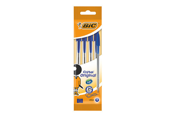 Ручка шариковая Bic Cristal средняя линия синяя 4 шт