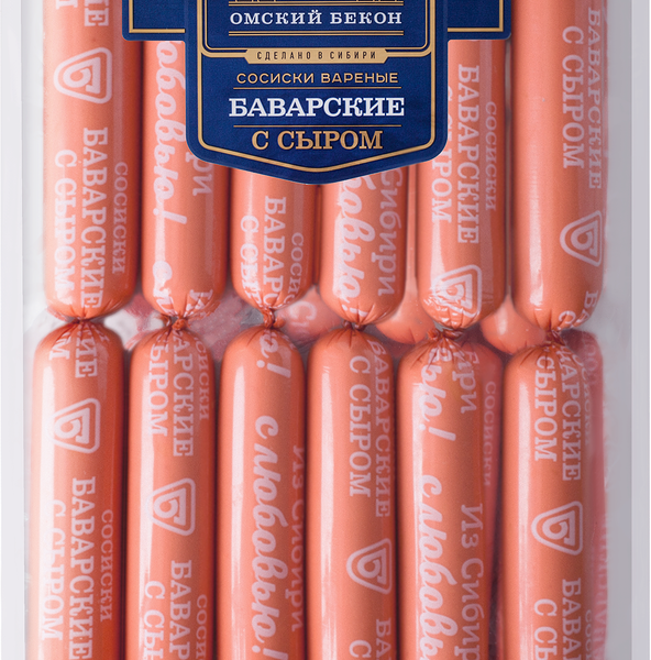 Сосиски ОМСКИЙ БЕКОН Баварские с сыром вес 
