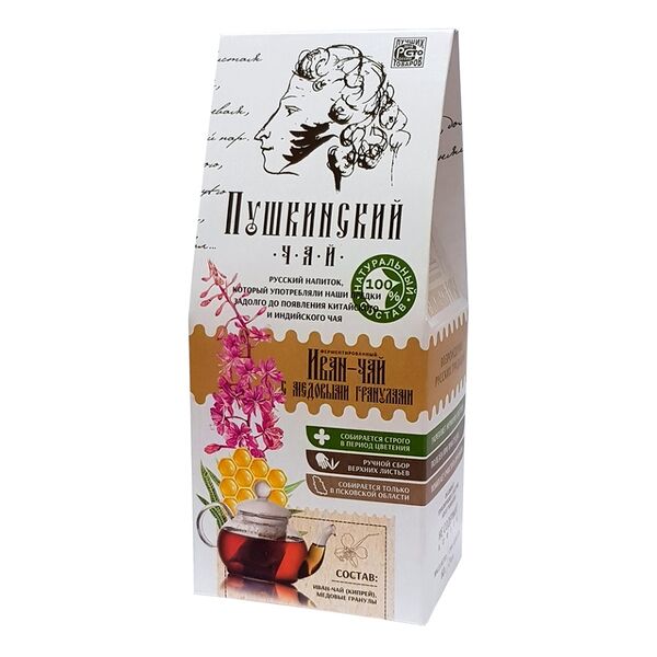 Иван-чай Столбушинский Пушкинский цельнолистовой с медовыми гранулами 60г, Россия
