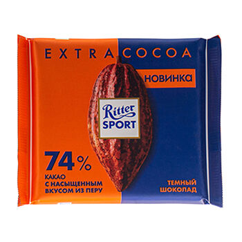 Шоколад тёмный Ritter Sport Extra Cocoa из Перу 74 % какао 100г