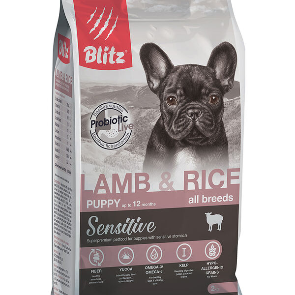 Сухой корм Blitz Puppy Lamb & Rice для щенков всех пород Ягненок и рис, 2000г