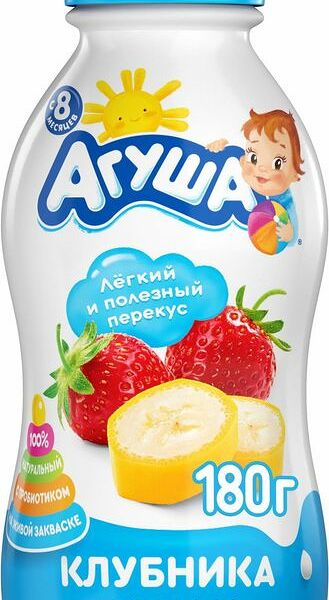 Йогурт питьевой Агуша Клубника-Банан с 8 мес. 2.7% 180г