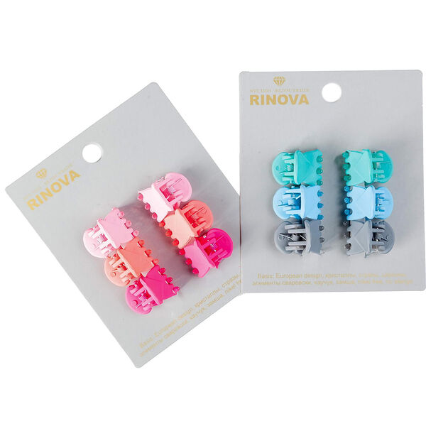 Набор крабов зажимов для собачьих волос, разные цвета, наборы по тонам, каучук 6 штук на бирке