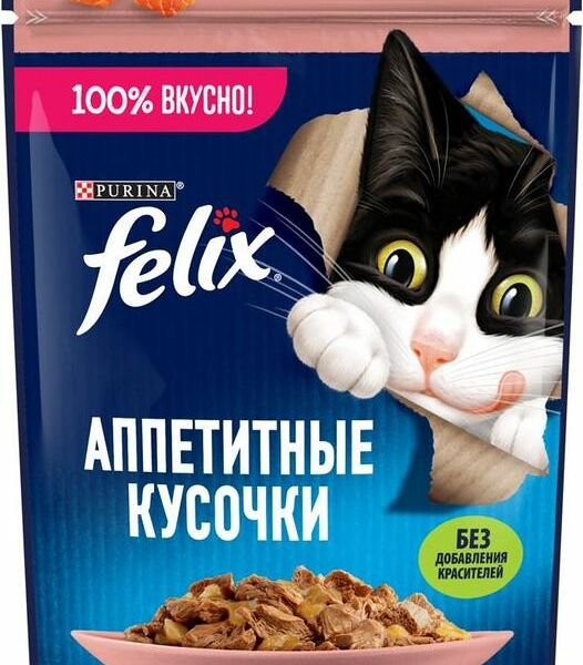 Корм влажный Felix Лосось в желе для взрослых кошек 75г