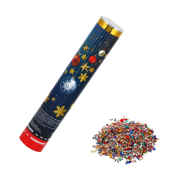 Сноу бум хлопушка пневматическая, 30 см, наполнитель фольга, дизайн с фольгированным слоем