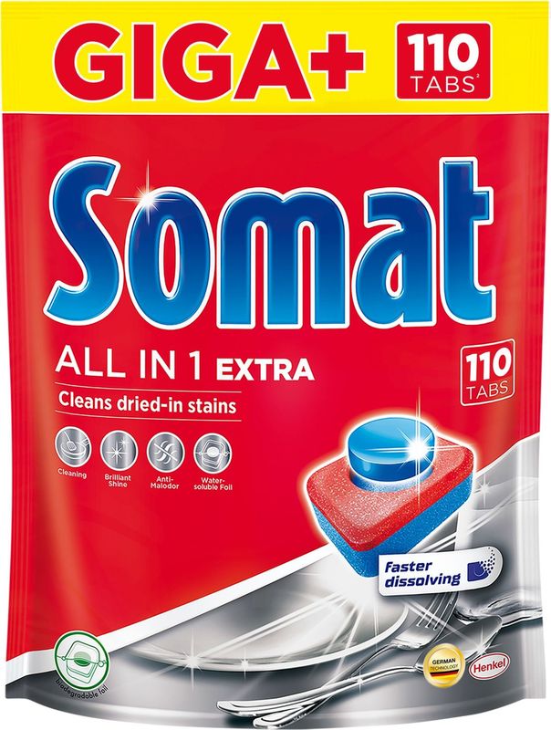 

Таблетки для посудомоечных машин Somat All-in-1 110шт