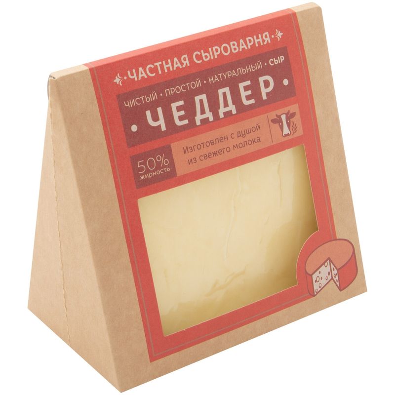 

Сыр полутвердый Частная сыроварня Чеддер 50% 260 г