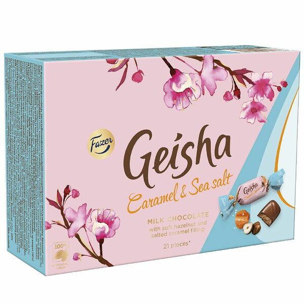 Набор конфет Geisha с начинкой из тёртого ореха со вкусом Ириса и с морской солью