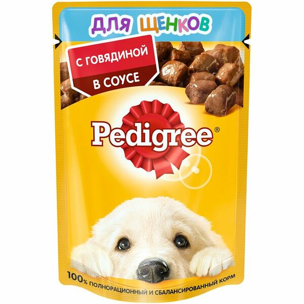 Корм Pedigree говядина в соусе для щенков от 1 месяца, 85г