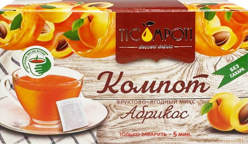 Напиток десертный TICOMPOTI Компот Абрикос к/уп 112г