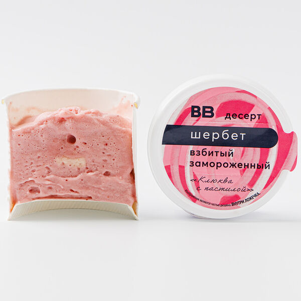 Шербет Вкусвилл взбитый замороженный клюква с пастилой, 75Г