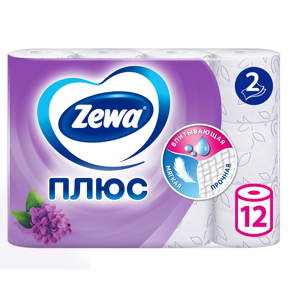 

Туалетная бумага Zewa Плюс Сирень 2 слоя 12 рулонов