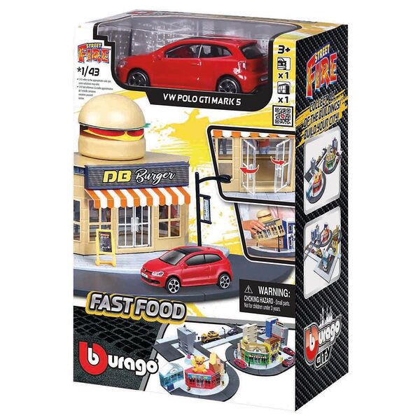 Игровой набор Построй свой город! Кафе с машинкой Street Fire 1:43 Bburago 18-31504