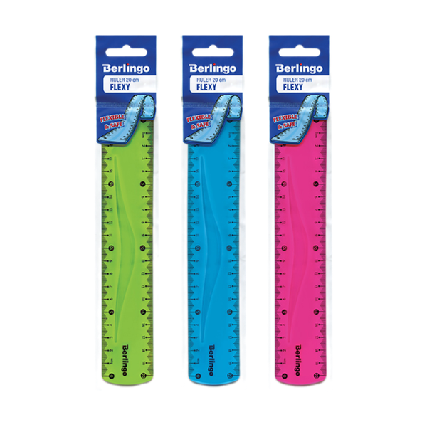 Линейка Berlingo Flexy 20см пластиковая гибкая 1шт в ассортименте
