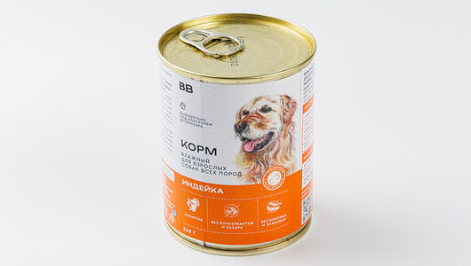 Корм влажный Вкусвилл для собак индейка ж/б