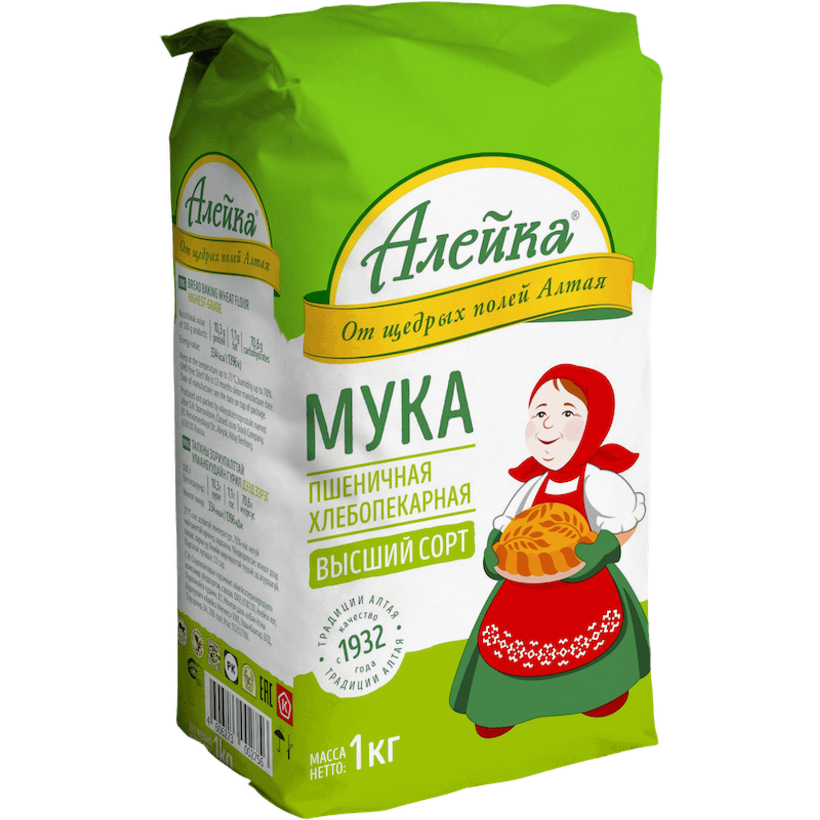 

Мука пшеничная Алейка хлебопекарная высший сорт 1 кг