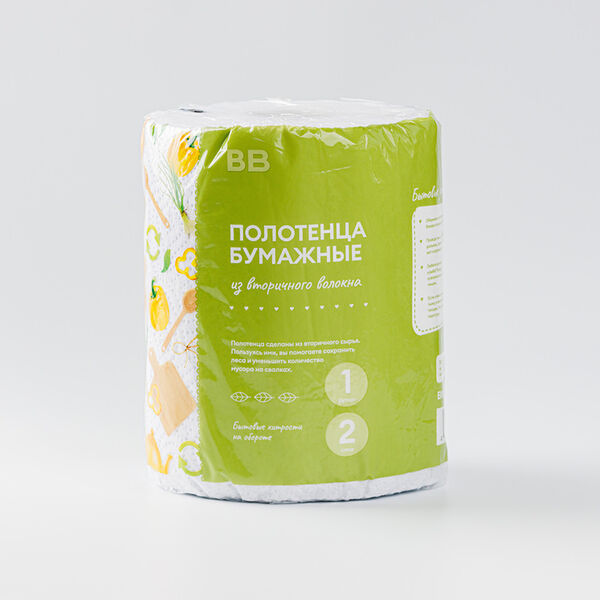 Полотенца бумажные белые 2 слоя 1 рулон, JoyEco