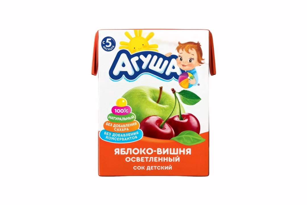 

Сок детский Агуша Яблоко-вишня с 5 месяцев 200 мл