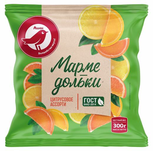 Мармелад АШАН Красная птица Мармедольки цитрусовое ассорти