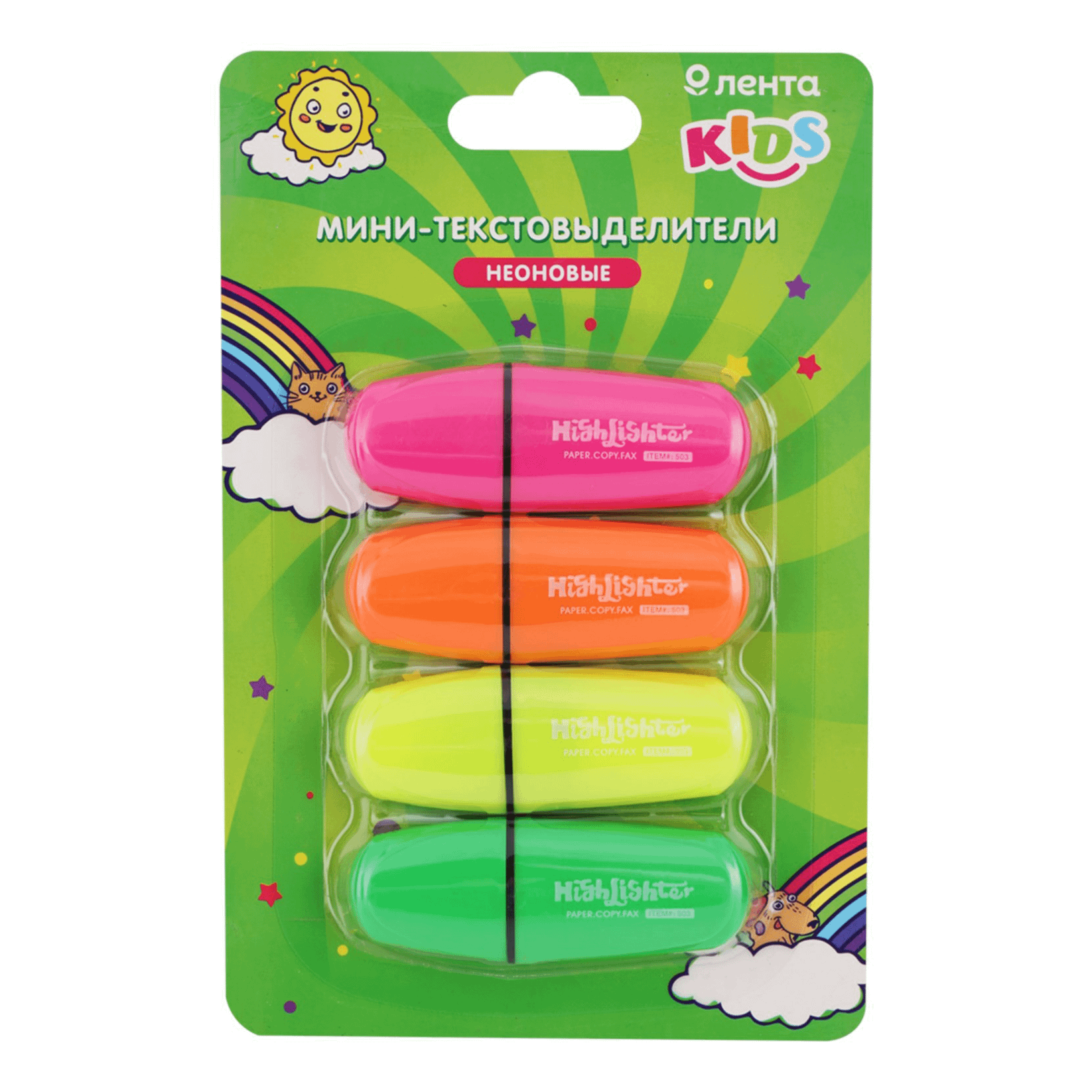 

Набор мини-текстовыделителей ЛЕНТА KIDS неоновых, 4 цвета, Арт. KW503-4