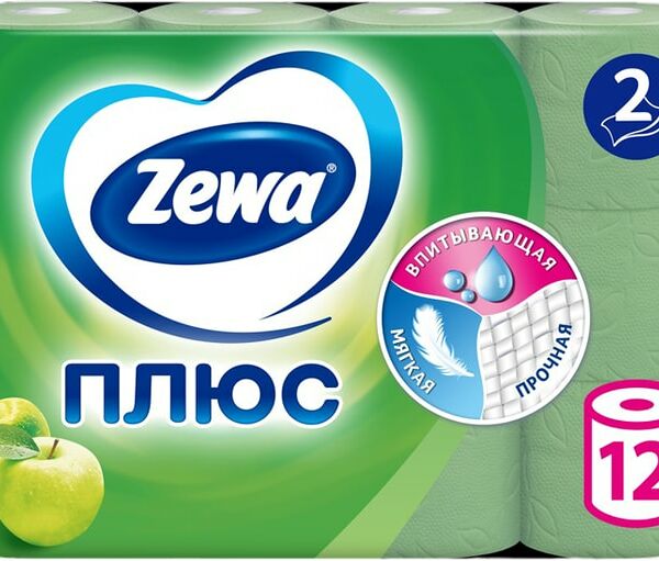 Туалетная бумага Zewa Плюс Яблоко 12 рулонов 2 слоя