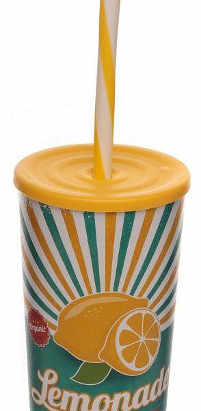 Стакан Solmazer Lemonade с крышкой и трубочкой, 470 мл