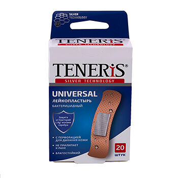 Лейкопластырь Teneris Universal бактерицидный с ионами серебра,20 шт