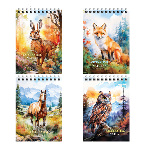 Блокнот Bg Акварель Дикая природа на гребне А6 серый 60 листов 1шт в ассортименте