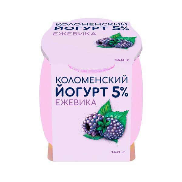 Йогурт Ежевика 5%, Коломенский, 140 г, Россия, БЗМЖ