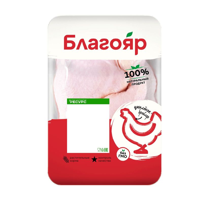 

Окорочок цыплёнка Благояр с хребтом охлаждённый вес