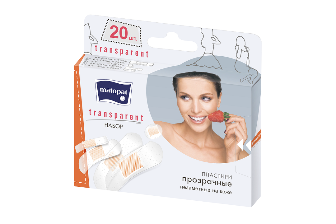 

Пластыри Matopat Transparent прозрачные 20 шт.