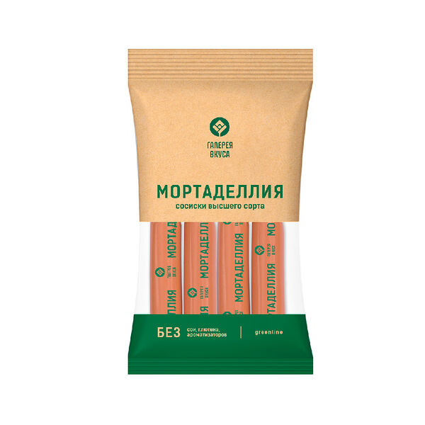 Колб изд вар из мяса ц/бр Сосиски Мортаделлия в/с охл пакет упак в мод атм 320г А-т Колос