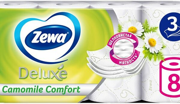 Туалетная бумага Zewa Deluxe Ромашка 8 рулонов 3 слоя