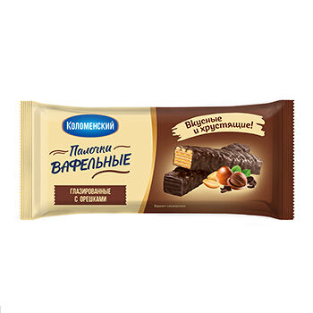Вафли Коломенские Палочки глазированные с орешками