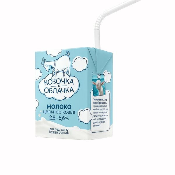 Молоко Козочка с облачка козье цельное ультрапастеризованное 2.8-5.6% 200мл