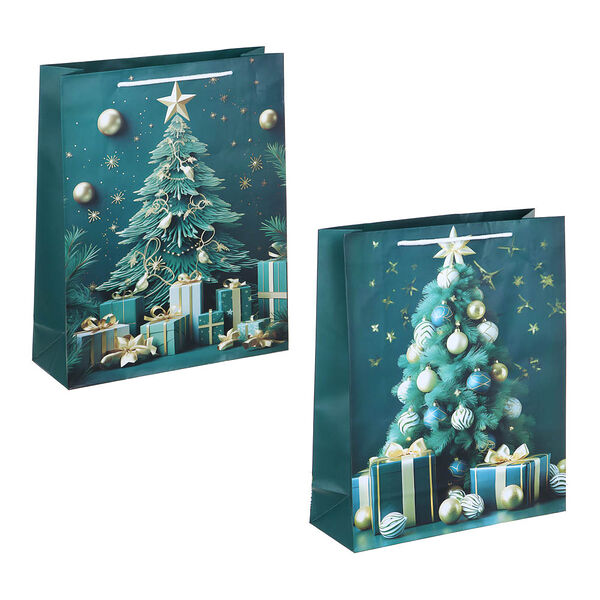 Сноу бум пакет подарочный бумажный, 26x32x9см, арт.2025-13, 2 дизайна, в ассортименте