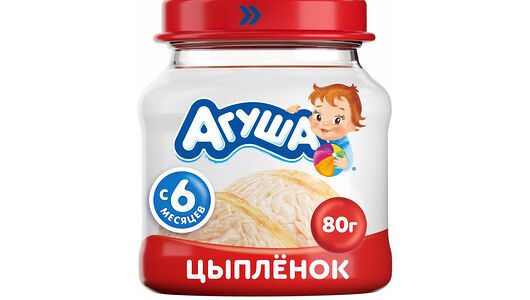 Пюре мясное Агуша Цыпленок, 80г, с 6 месяцев