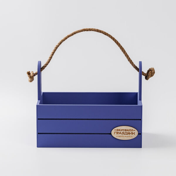 Бокс ящик деревянный подарочный малый синий