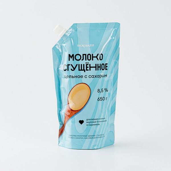 Молоко сгущенное цельное ВкусВилл с сахаром, 650 г