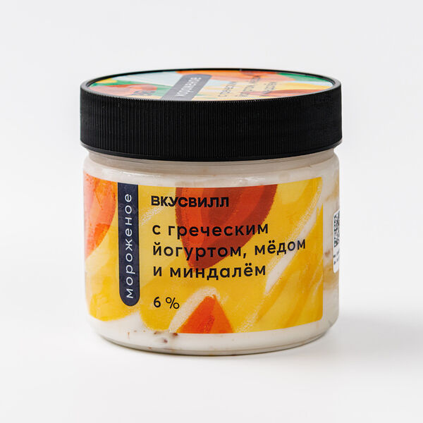 Мороженое Вкусвилл с греческим йогуртом, мёдом и миндалем