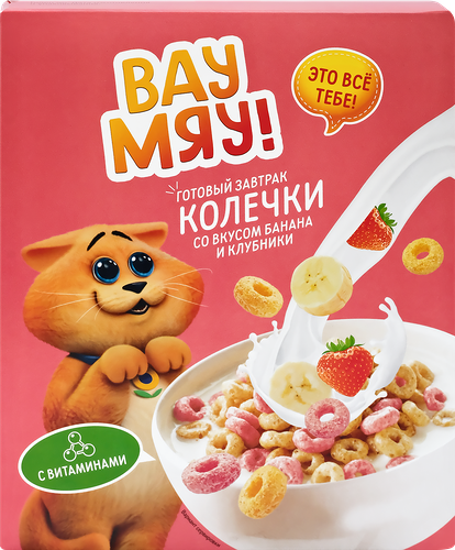 Колечки ВАУ МЯУ! со вкусом банана и клубники, 175г