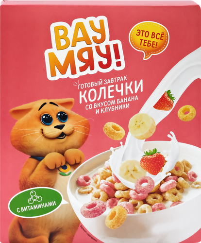 

Колечки ВАУ МЯУ! со вкусом банана и клубники, 175г