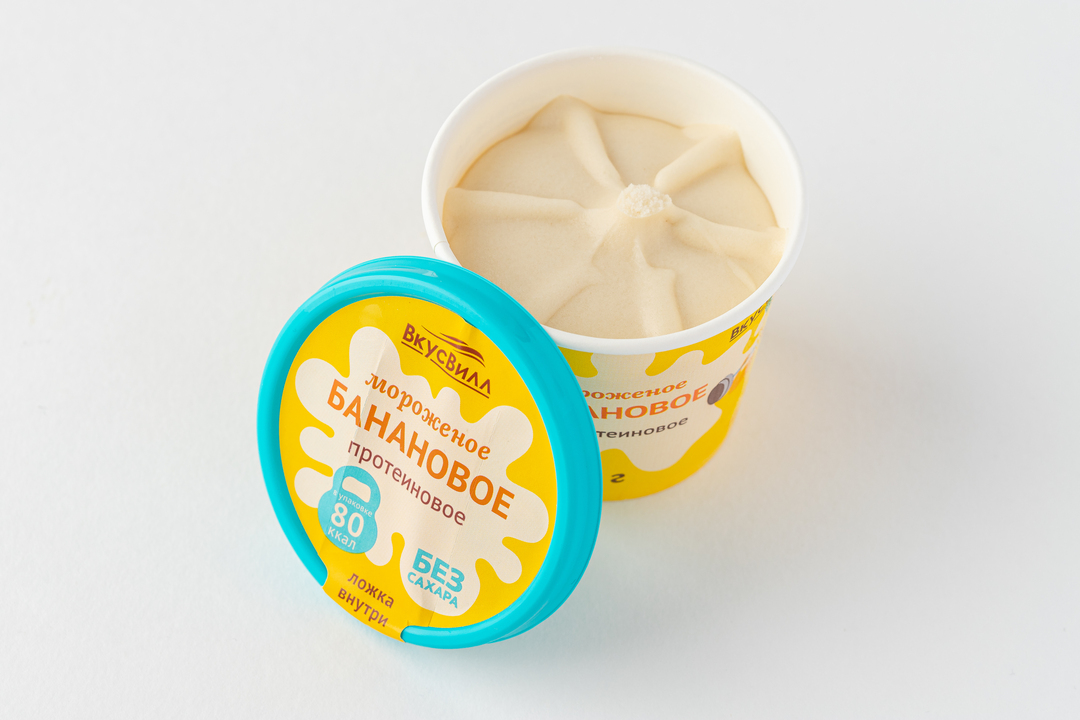 

Мороженое протеиновое ВкусВилл банан без сахара 75 г