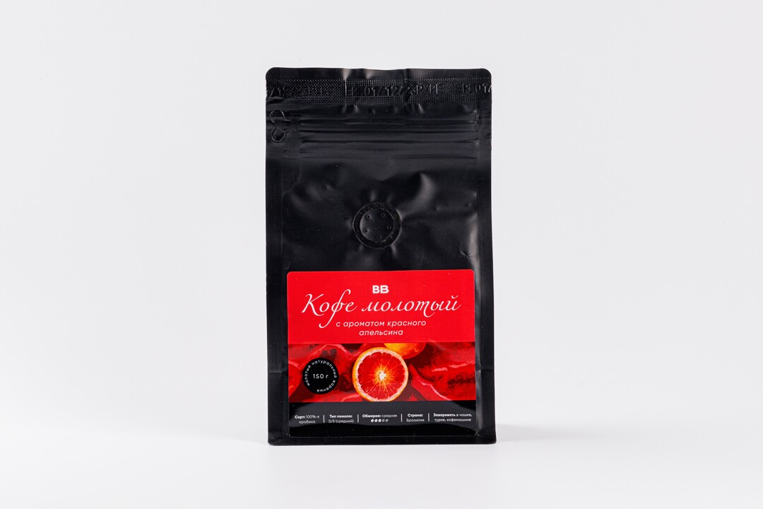 

Кофе натуральный жареный молотый с ароматом красного апельсина 150 г