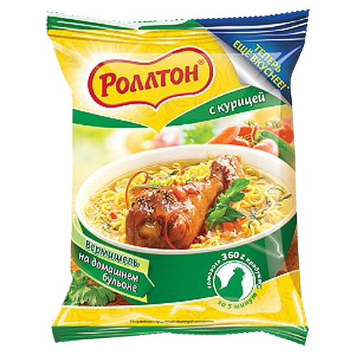 Вермишель Роллтон на домашнем бульоне с курицей пак. 60 г